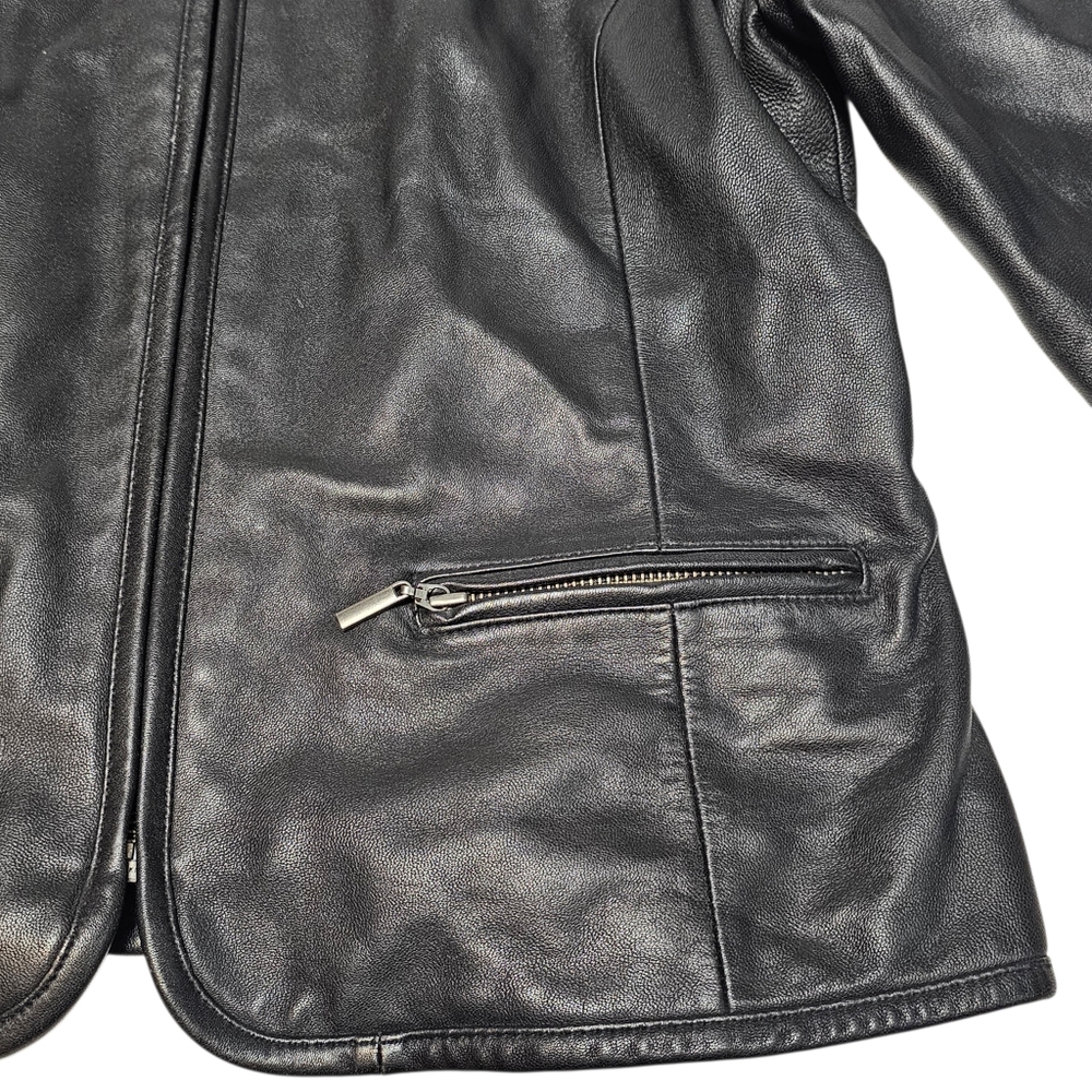 Valerie Stevens Black Leather Zip Up Moto Jacket Women’s Size M - Picture 4 of 12